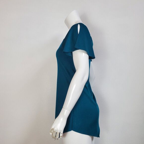 Vintage 70s Teal Tunic Blouse - Picture 3 of 7